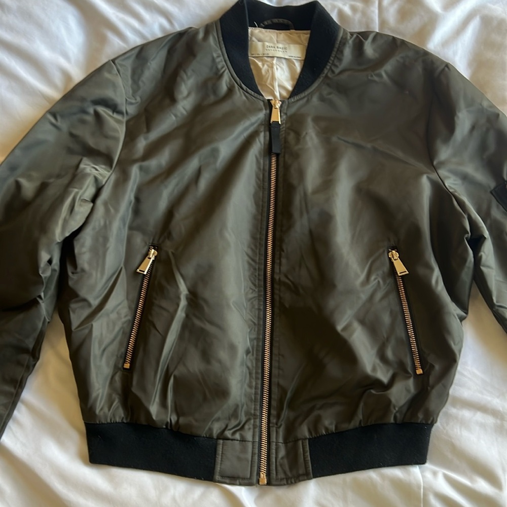 Zara Olive Green Bomber Jacket
